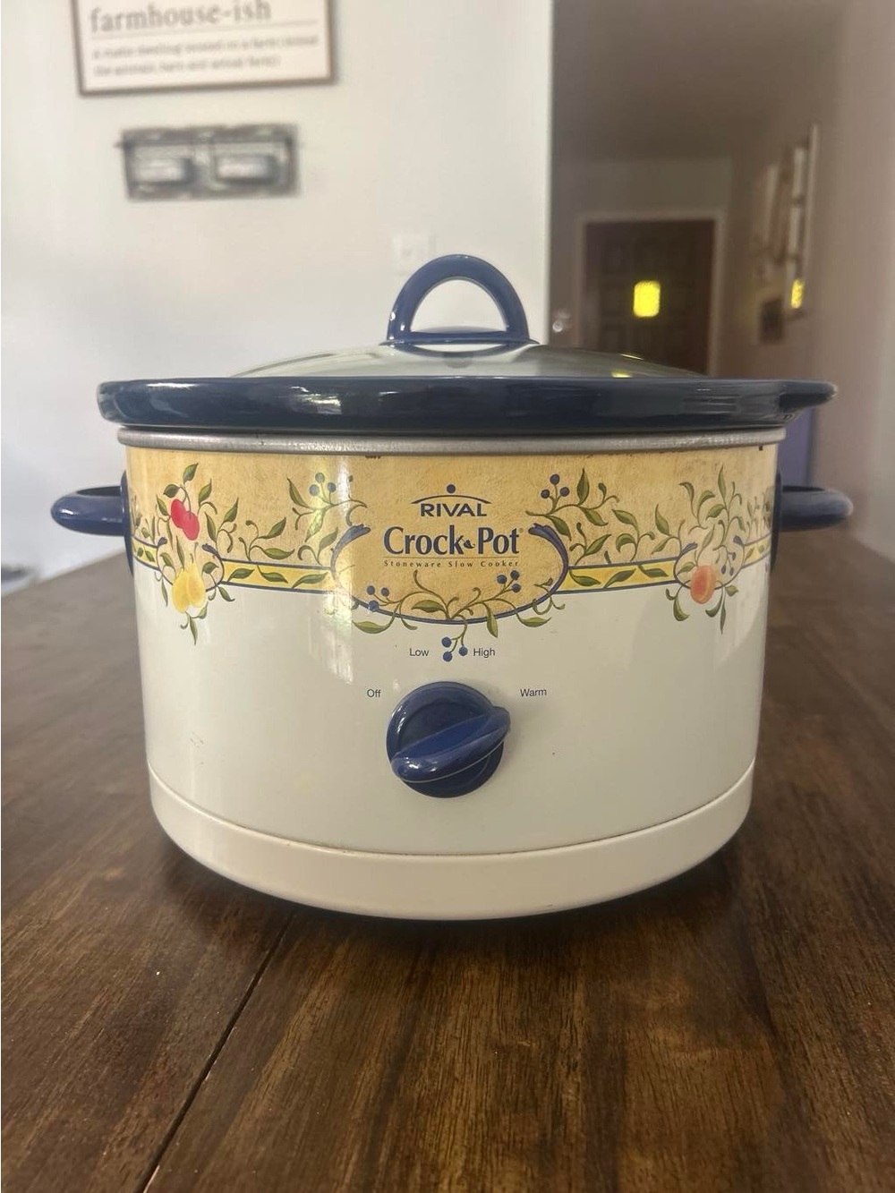 Rival Crock-Pot Floral Slow Cooker in Blue and Cream